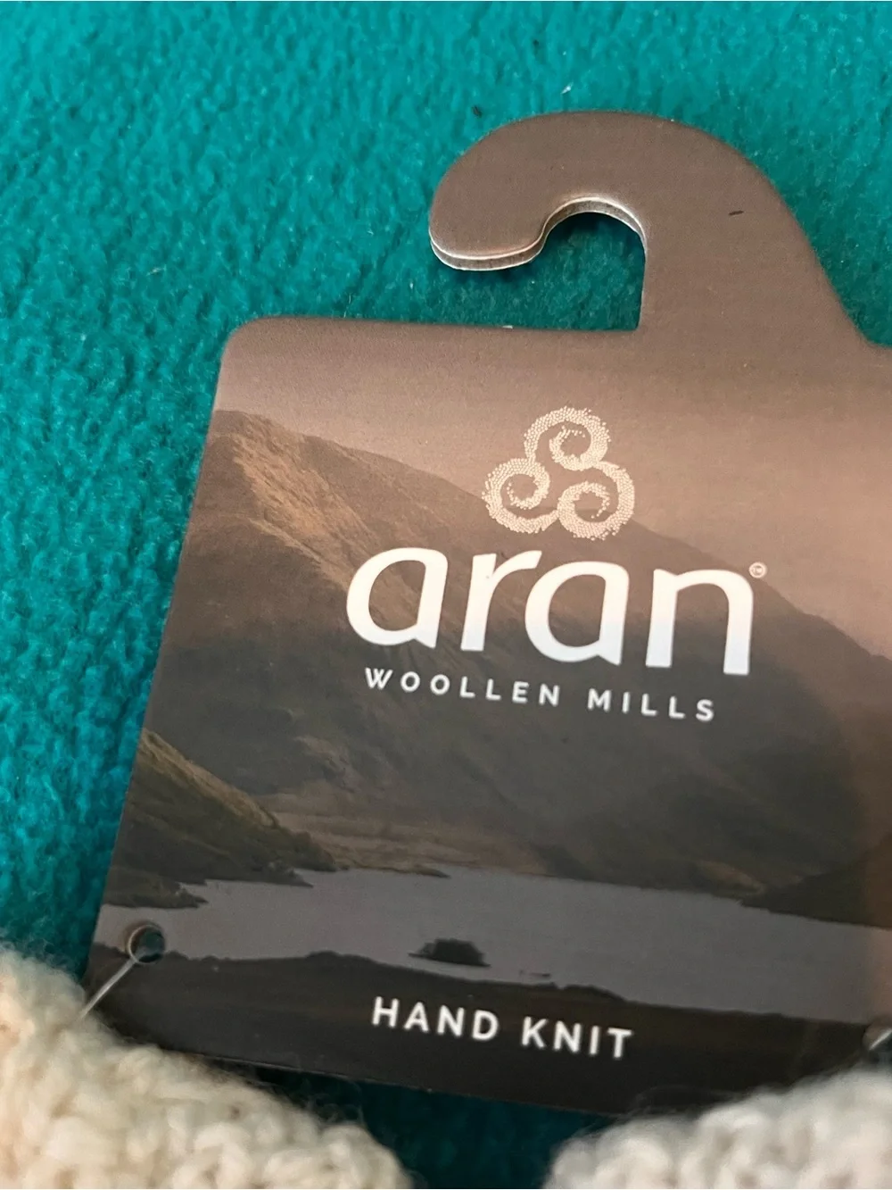 Aran Irish Baby Cream  Hand Knit Slipper Socks with Sheep Face and Pom-Pom OS